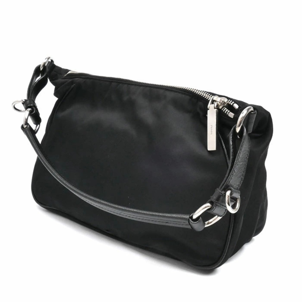 Prada Triangle Logo Tessuto Shoulder Bag Black - Picture 2 of 8